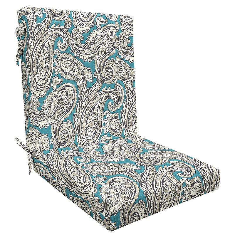 Turquoise Highback Outdoor Dining Chair Cushion 